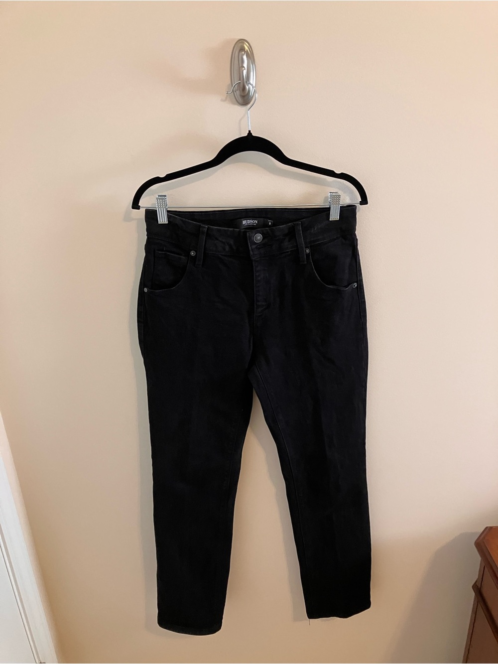 Hudson Flap Pocket Bootcut Crop Jeans in Black Size 8